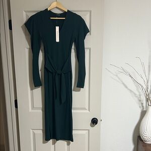 Aqua Deep Green Long Sleeve Dress